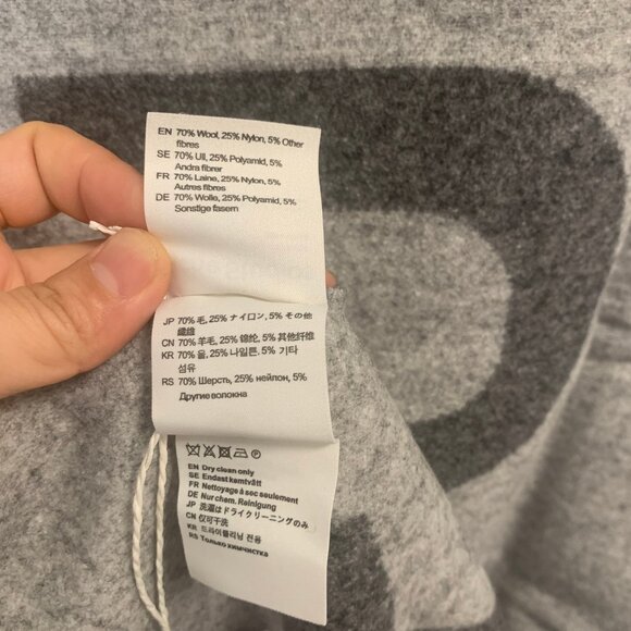 Acne Studios Oversized Logo Wool Blend Scarf – Gray - Picture 8 of 9